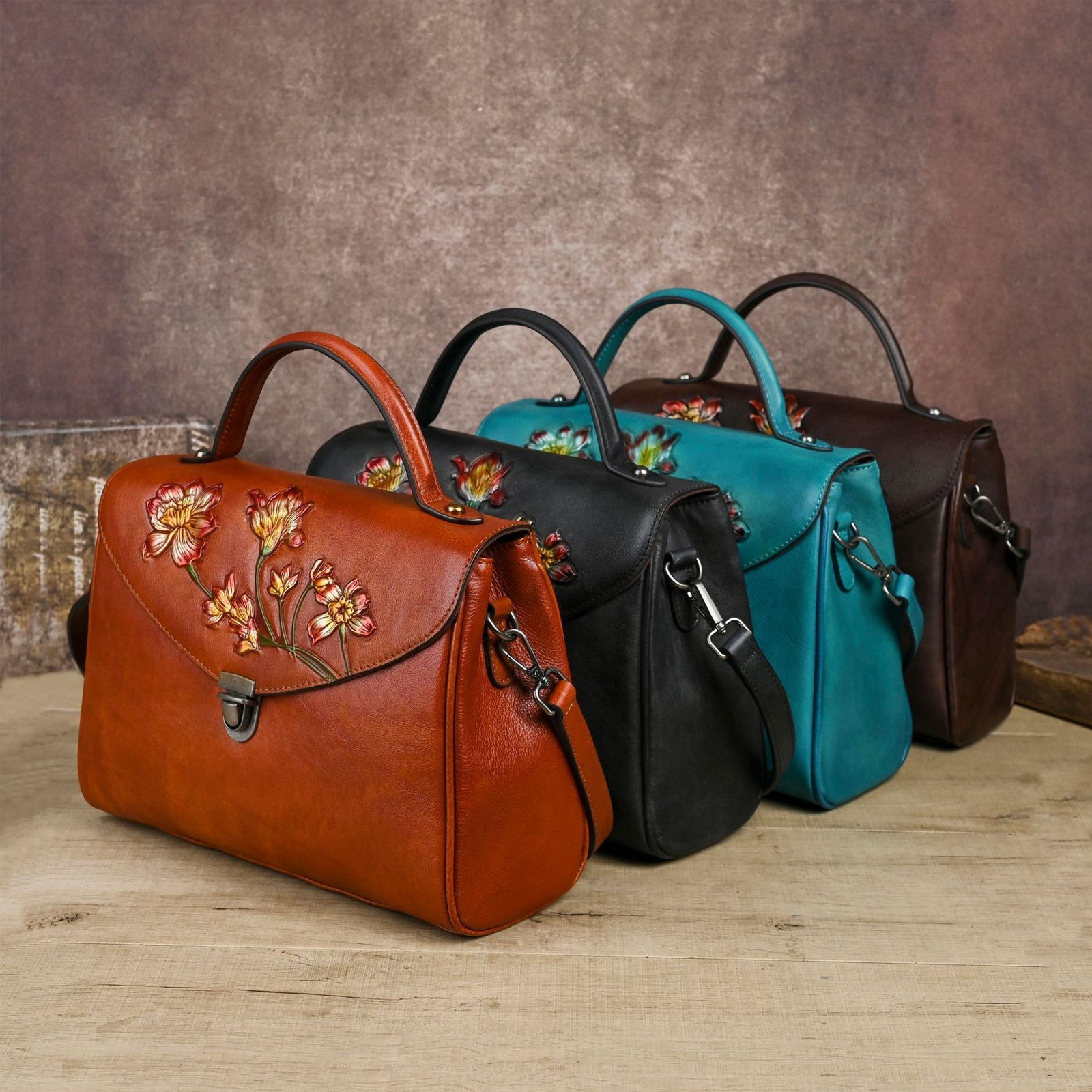 Vintage Embossed Full-Grain Leather Womens Large-Capacity Shoulder And Crossbody Bag - Image 3