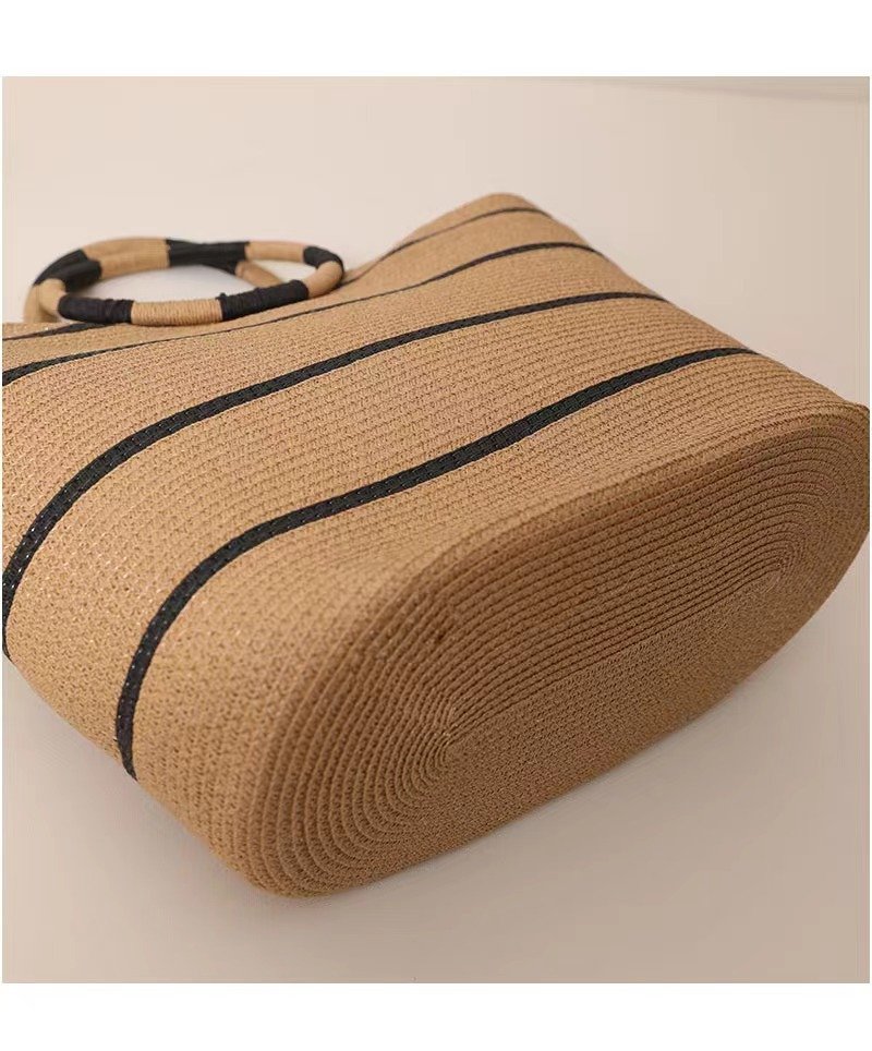 Large Capacity Round Early Woven Summer All-matching Woven Shoulder Beach Bag Handbag - Image 5