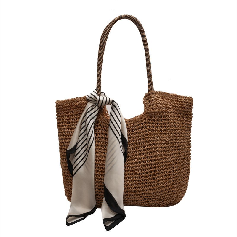 Casual Woven Bag Women's New Large Capacity One-shoulder Portable - Image 3