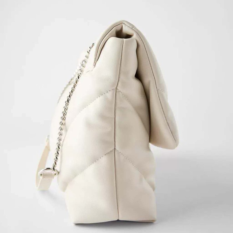 New women's bag white quilted oversized shoulder bag - Image 2