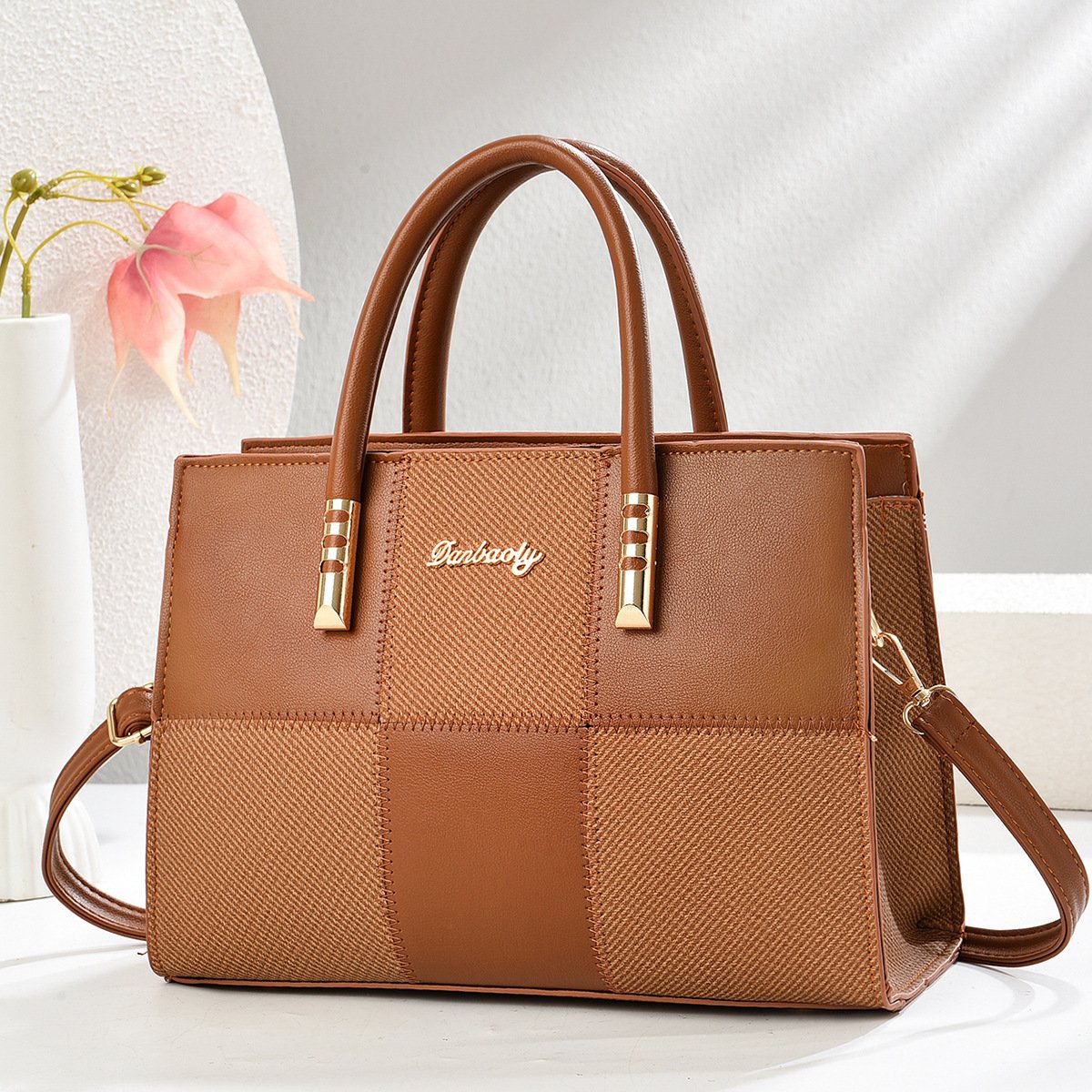 New Stylish Large-capacity Womens Tote Bag With A Bold Color-block Patchwork Design - Image 8