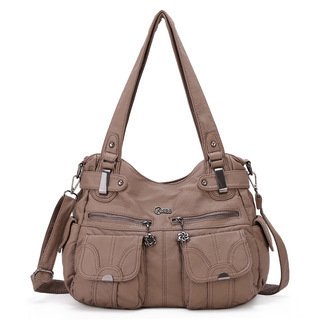 Fashion Ladies Soft Leather Portable Messenger Bag Crossbody Bags For Women Zipper Pocket Soft Casual Tote - Image 10