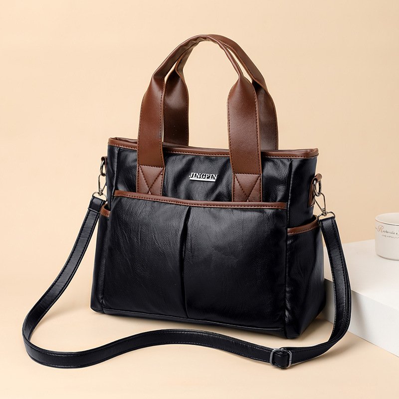 Retro Contrast Leather Shoulder Messenger Bag - Image 2