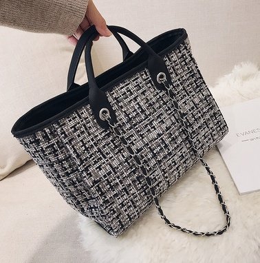 Plaid cloth handbag Fashion big bag Spring and summer new chain shoulder bag tide small fragrance handbag - Image 7