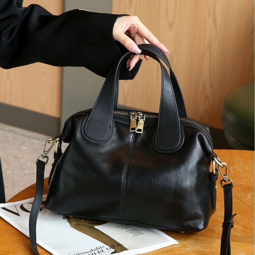 Women's Leather New Style High-End Feeling Handbag, Top Layer Cowhide Crossbody Bag, Large Capacity Commuter Tote - Image 6
