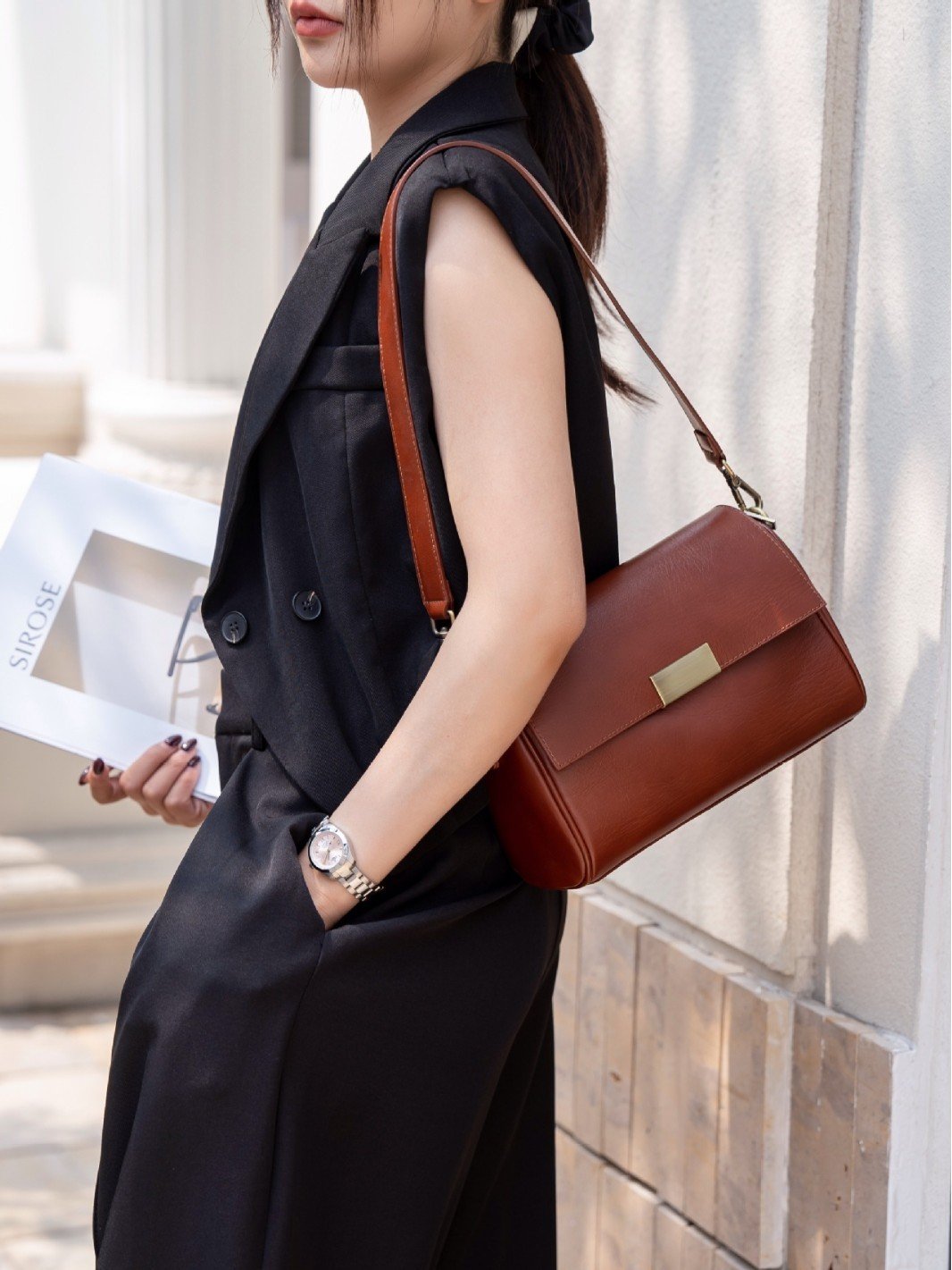 Baidi Leather Women's Bag 2025 New Genuine Leather Crossbody Bag, Top-Grain Vegetable-Tanned Cowhide Shoulder Bag, Light Luxury Commuter Bag - Image 4