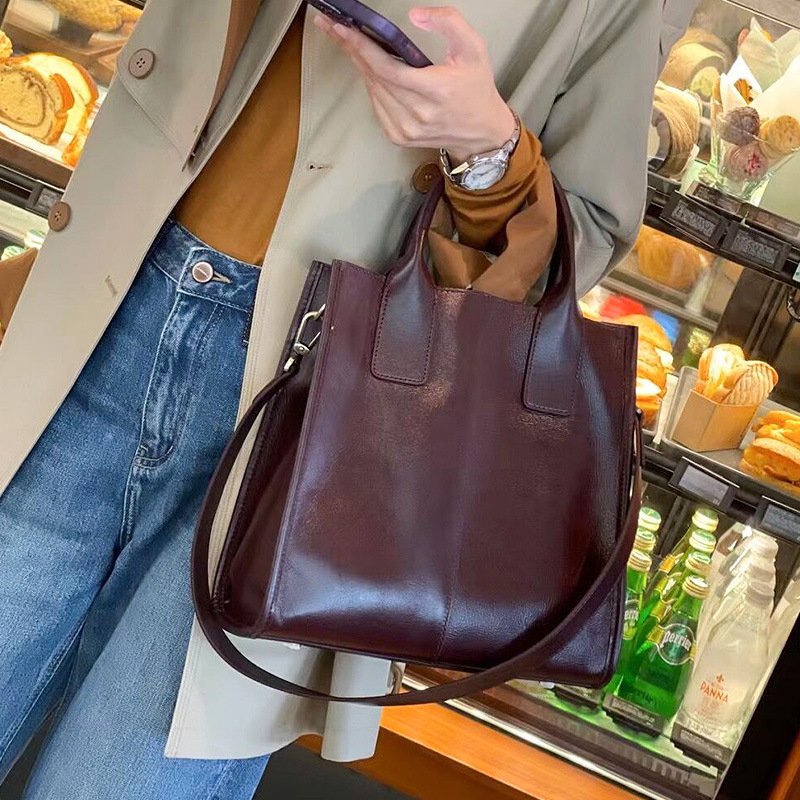 Women's Genuine Leather Crossbody Tote Handbag - Image 8