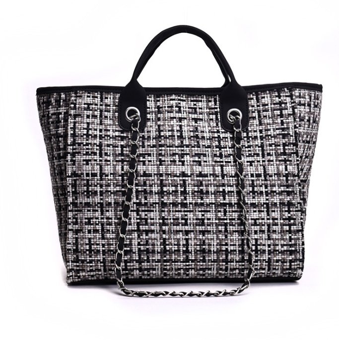 Plaid cloth handbag Fashion big bag Spring and summer new chain shoulder bag tide small fragrance handbag - Image 6