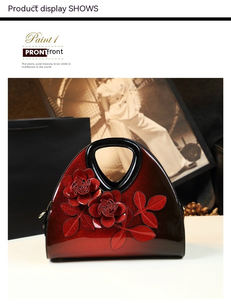 Personalized Flower Dumpling Niche Handbag Versatile Patent Leather Messenger Bag - Image 7