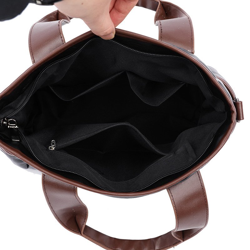 Retro Contrast Leather Shoulder Messenger Bag - Image 3