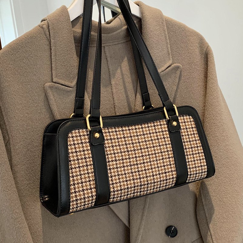 Fashion Women's Simple Houndstooth One-shoulder Armpit Bag - Image 8