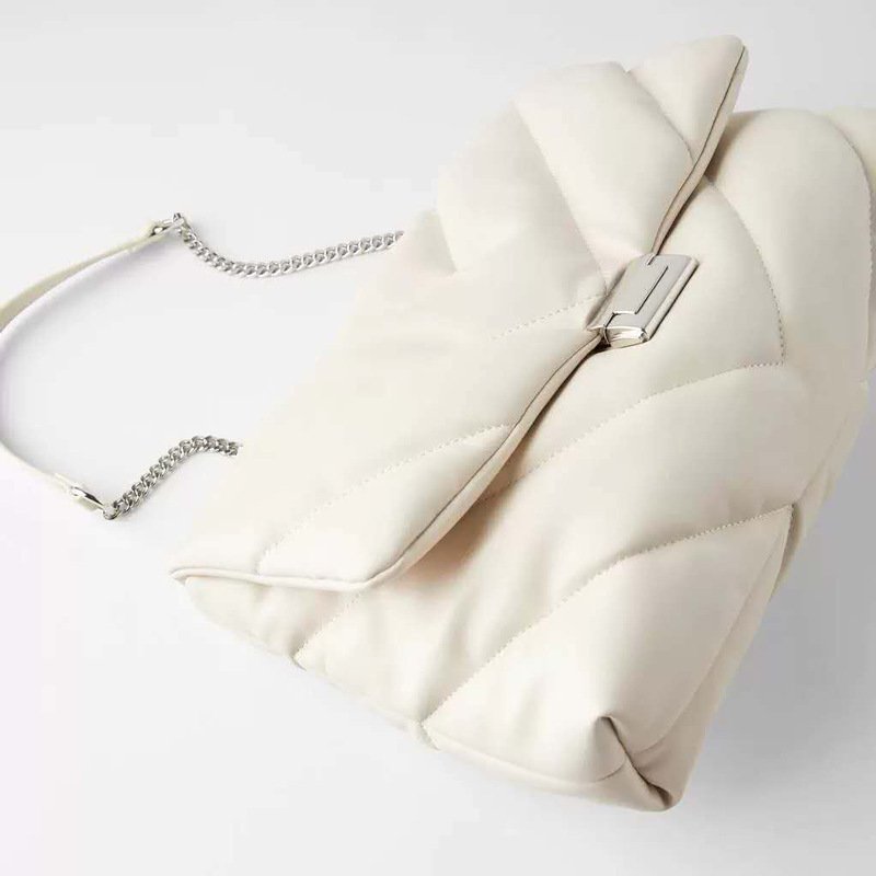 New women's bag white quilted oversized shoulder bag - Image 4