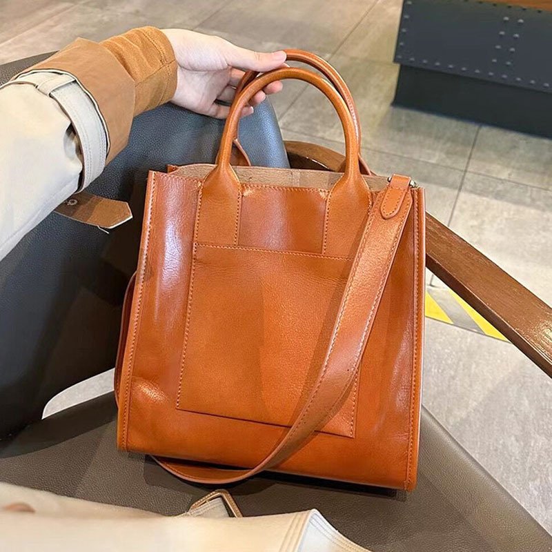 Women's Genuine Leather Crossbody Tote Handbag - Image 7