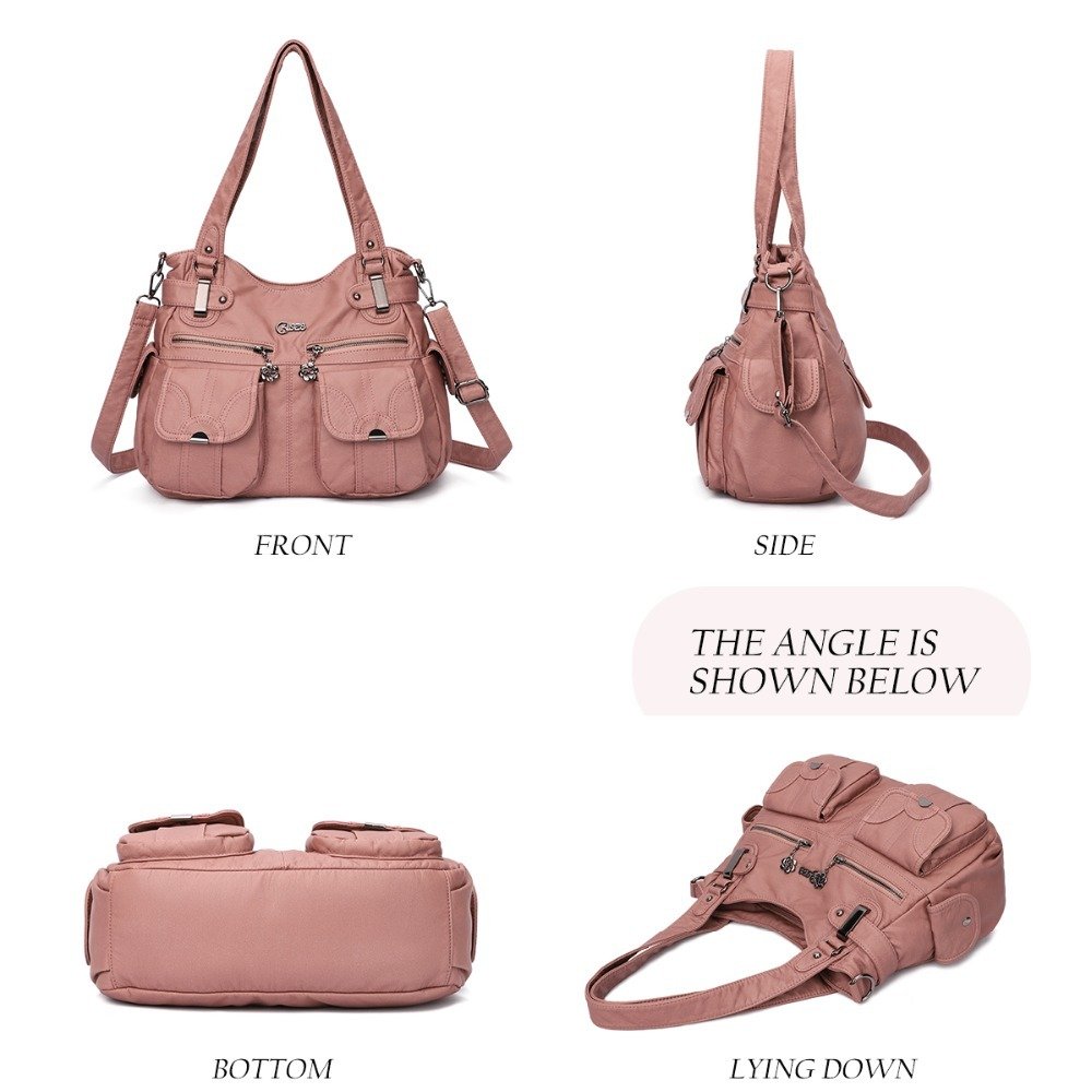 Fashion Ladies Soft Leather Portable Messenger Bag Crossbody Bags For Women Zipper Pocket Soft Casual Tote - Image 3