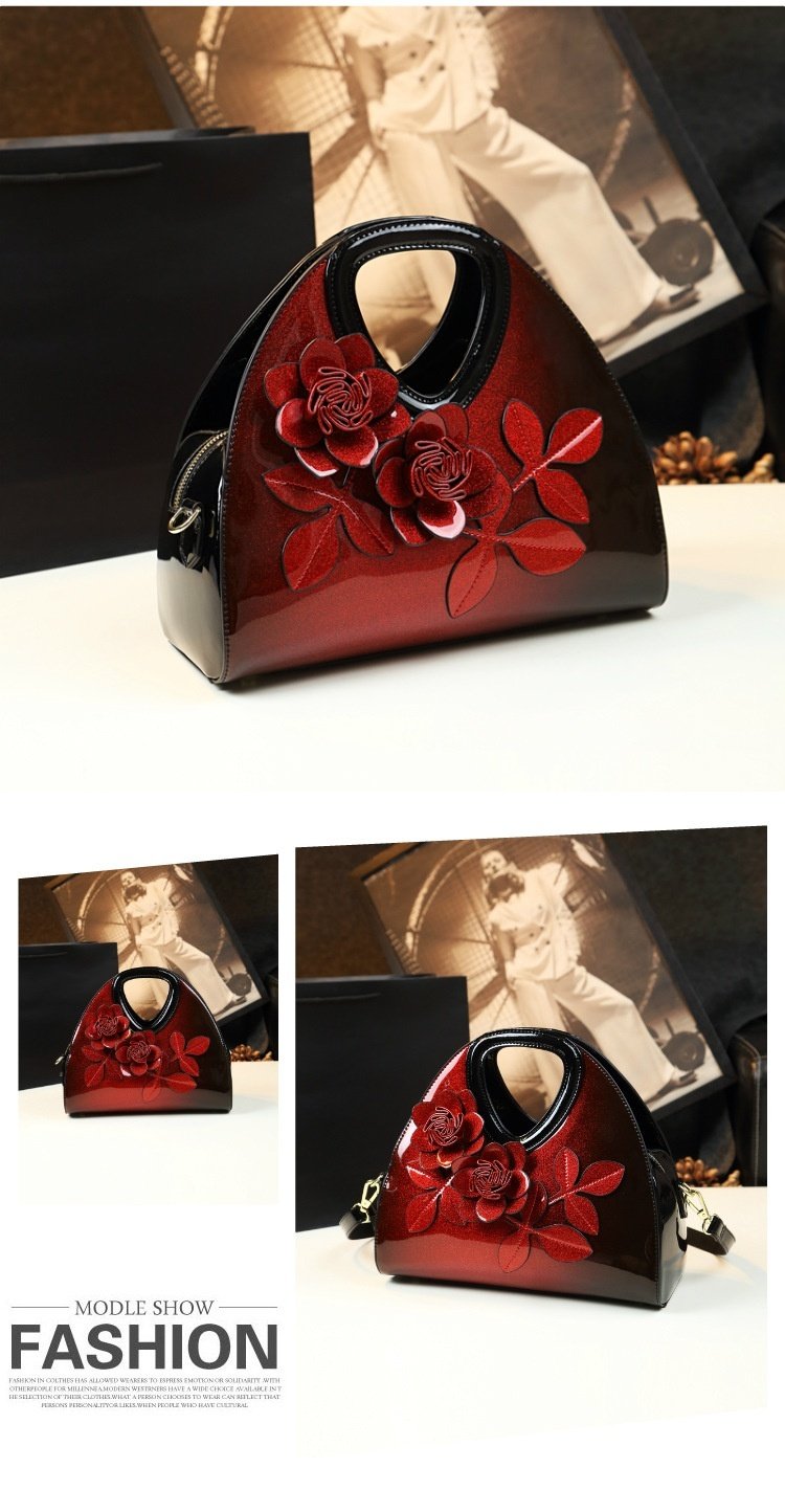 Personalized Flower Dumpling Niche Handbag Versatile Patent Leather Messenger Bag - Image 2