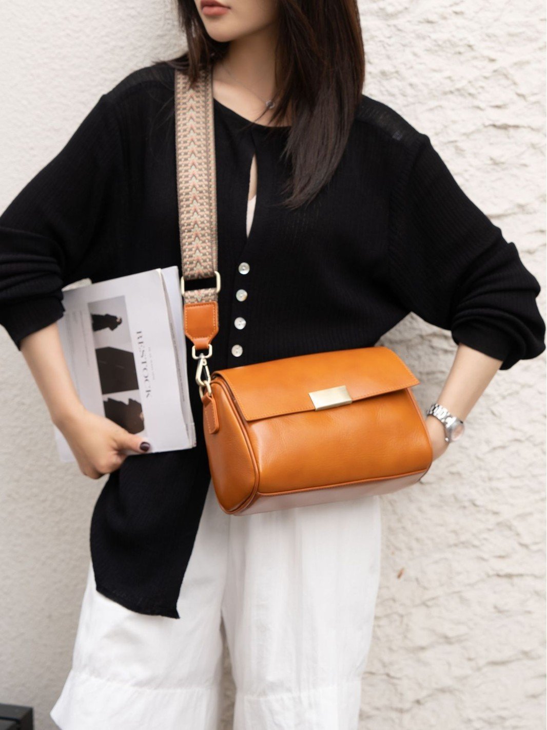 Baidi Leather Women's Bag 2025 New Genuine Leather Crossbody Bag, Top-Grain Vegetable-Tanned Cowhide Shoulder Bag, Light Luxury Commuter Bag - Image 2
