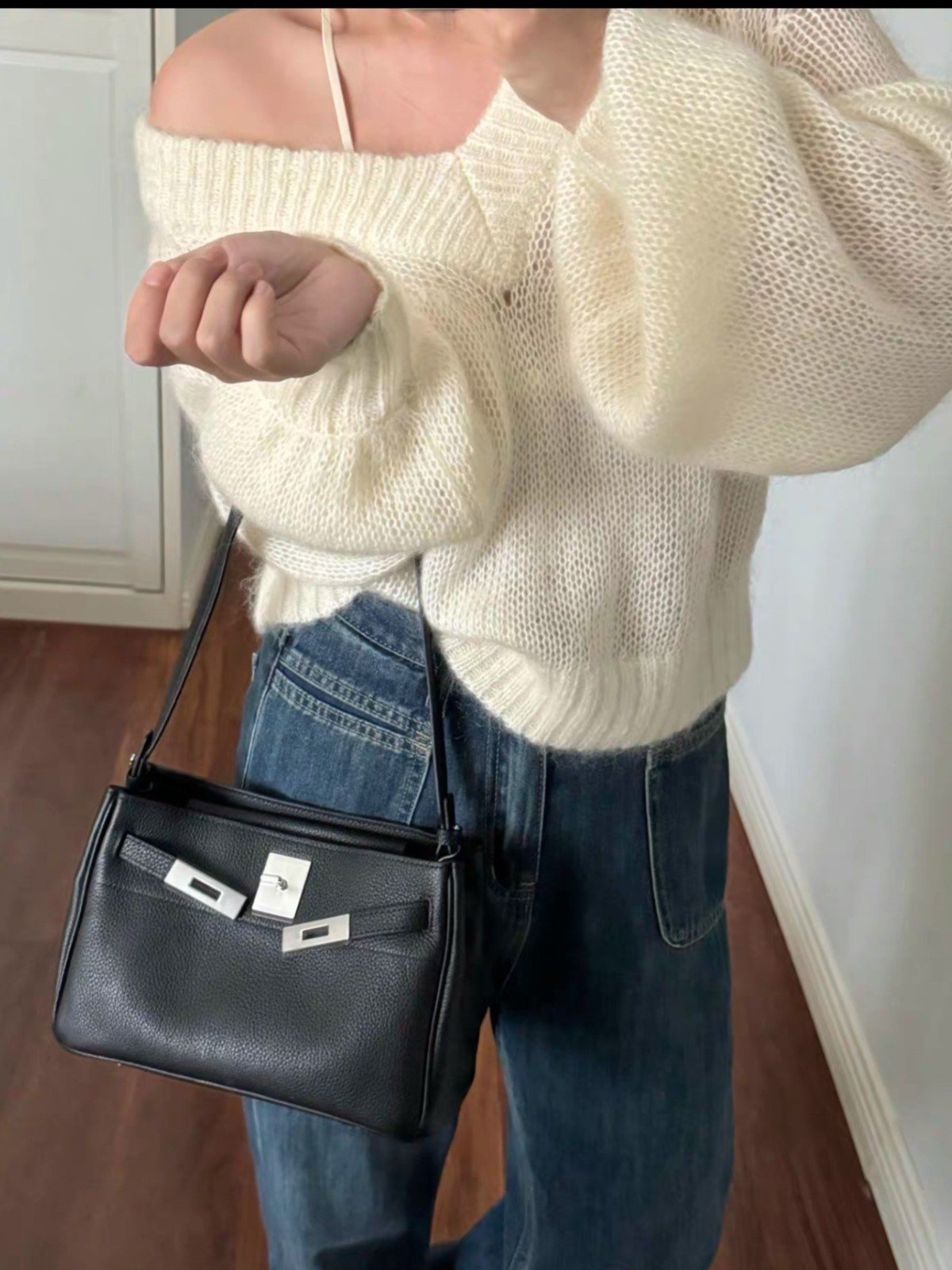 New Genuine Leather Women's Bag, High-end Kelly Style, Top-grain Cowhide, Single Shoulder, Birkin-style, Perfect For Work And Underarm Wear - Image 4