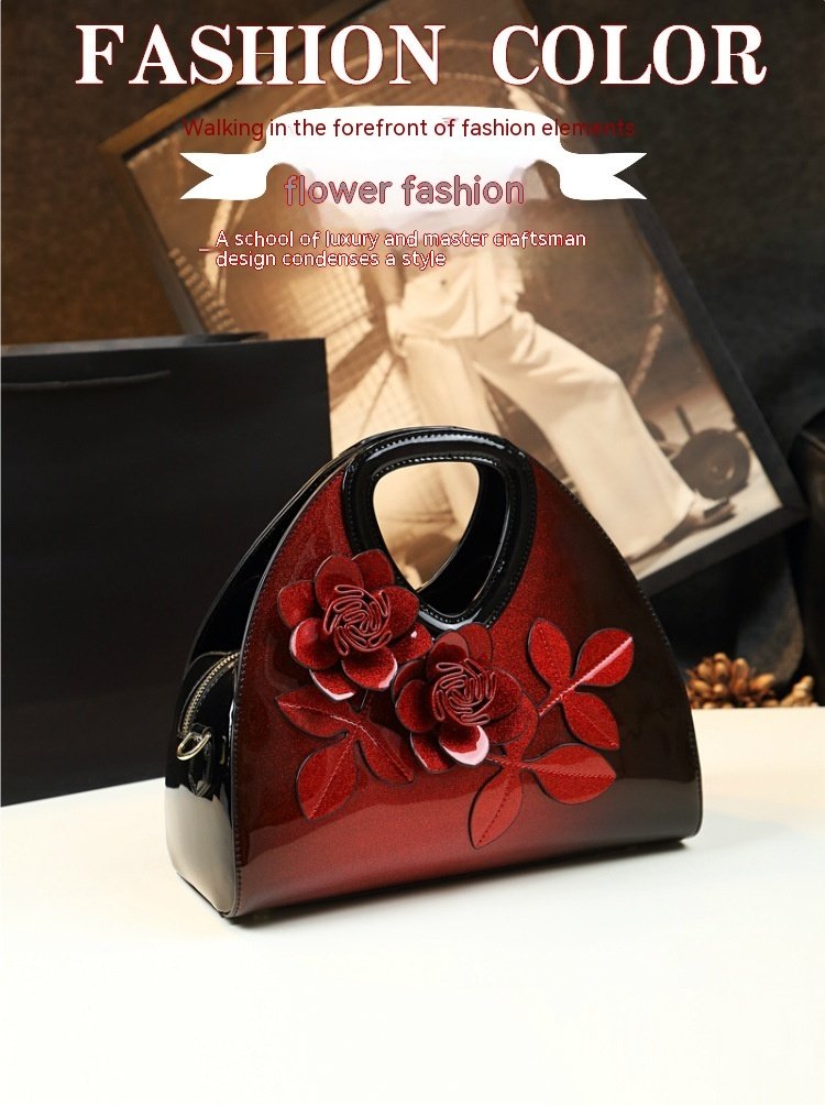 Personalized Flower Dumpling Niche Handbag Versatile Patent Leather Messenger Bag - Image 3