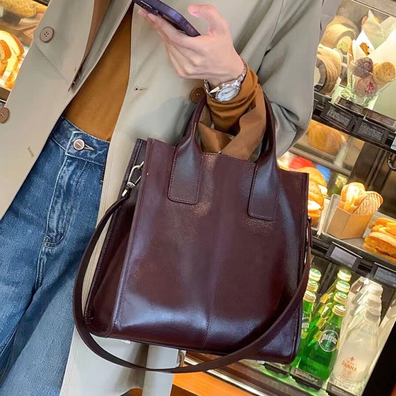 Women's Genuine Leather Crossbody Tote Handbag - Image 3