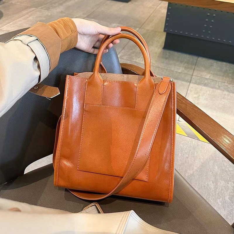 Women's Genuine Leather Crossbody Tote Handbag - Image 10