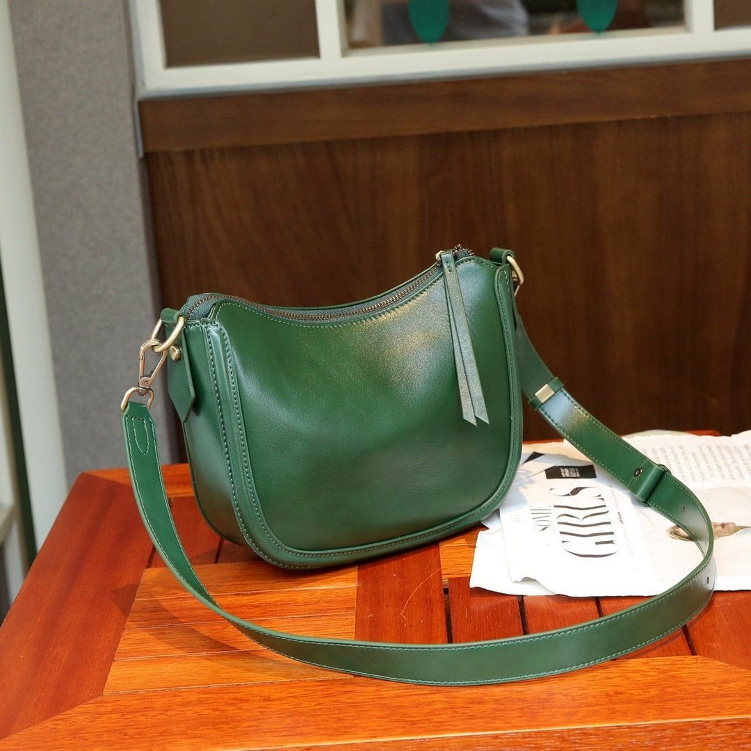 Foreign Trade Vegetable-tanned Top-grain Cowhide Crescent Shoulder Bag, Simple And Versatile Crossbody Women S Genuine Leather Half-moon Bag - Image 3