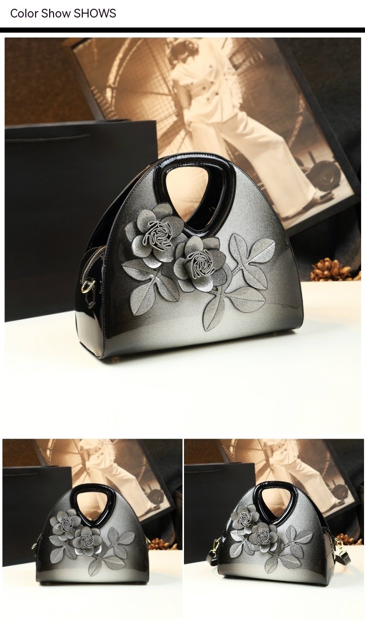 Personalized Flower Dumpling Niche Handbag Versatile Patent Leather Messenger Bag - Image 4
