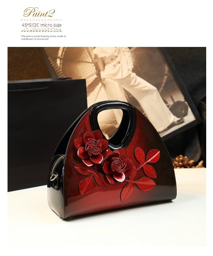 Personalized Flower Dumpling Niche Handbag Versatile Patent Leather Messenger Bag - Image 5